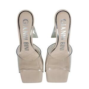 Gianni Bini Cream Caylor Clear Patent Square Toe Lucite Heels Size 9.5M NWOT